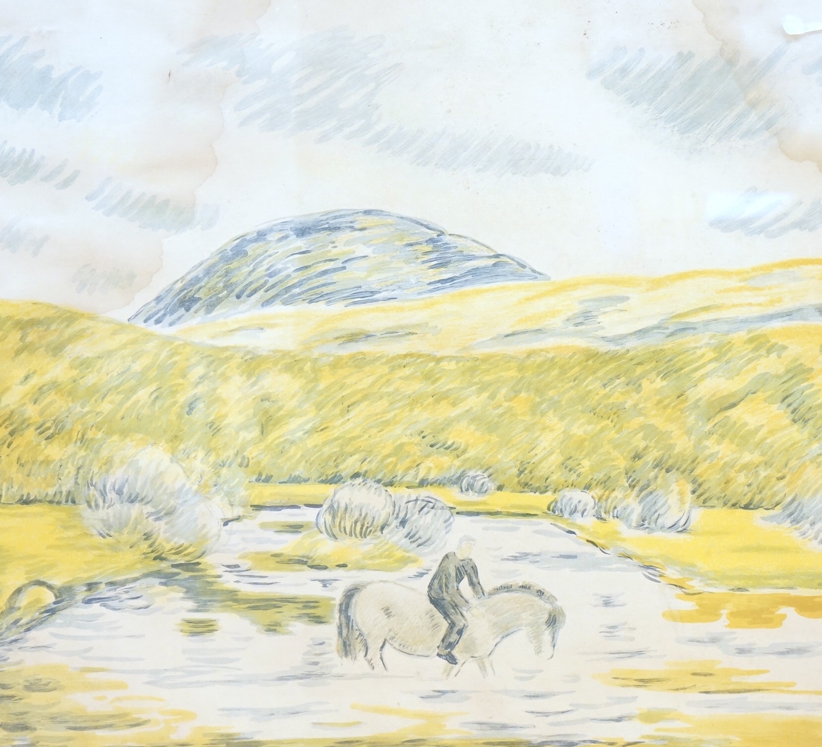 Steen Johnson, Horse watering, signed in pencil, limited edition 71/200, colour lithograph, 57 x 65cm